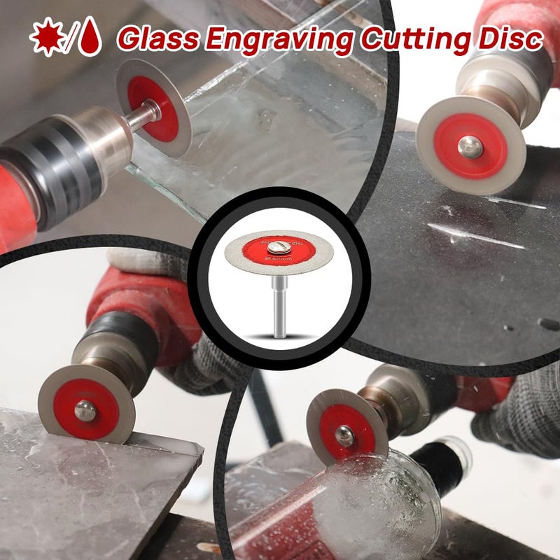 FOCSTOL Mini Diamond Glass Cutting Disc - 5pcs 2 Inch(50mm) Blade and 1pc 1/4 Inch(6mm) Round Shank for Glass Jade Marble Granite Artificial Stone Porcelain Tile Ceramic - Image 3